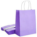 BLUE PANDA 25-Pack Medium Purple Gift Bags with Handles, 8x10x3.9 in Bulk Pack for Party Favors, Goodies, Small Gifts, Retail Shopping Bag, Bakery, Reusable Paper Bag for Birthday Parties and Event Giveaways