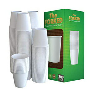 The FORKED, 200 Pack 6oz White Disposable Paper Cups For Hot/cold Beverage - Disposable and Recyclable White Paper Cups for Office, Party and Kitchen Use