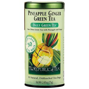 The Republic of Tea – パイナップル ジンジャー デイリー グリーン ティー、50 ティーバッグ缶 The Republic of Tea – Pineapple Ginger Daily Green Tea, 50 Tea Bag Tin