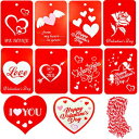 Akeydeco 100 Pieces Valentine Gift Tags,Red Kraft Paper Wedding Gift Tags with String for Valentine's Day Wedding Party Gift Wrapping Labeling - 10 Designs