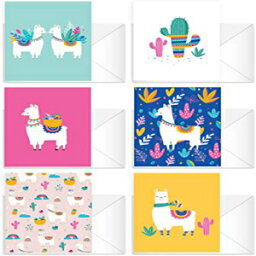 Canopy Street Llama Note Cards / 24 Adorable Animal All Occasion Greeting Cards With White Envelopes / 3 1/2" x 4 7/8" Birthday Party Cards/Alpaca Thank You Note Card Set / 6 Cinco De Mayo Fiesta Designs