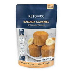 Keto and Co のバナナ キャラメル ケト マフィン ミックス | 1食分あたりの正味炭水化物はわずか1.8g | グルテンフリー、低炭水化物、砂糖不使用、自然な甘味| (バナナキャラメルマフィン) Banana Caramel Keto Muffin Mix by Keto and Co | Ju