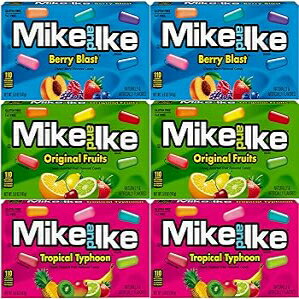 マイクとアイク プレジャー パック バンドル: (6) 5オンス ボックス、(2) ベリー ブラスト、(2) オリジナル フルーツ、(2) トロピカル タイフーン Mike and Ike Pleasure Pack Bundle: (6) 5oz Boxes, (2) Berry Blast, (2) Ori