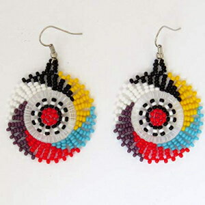 AtJ̃Y[[r[ỸCO-ȃfBXN-ƃ}`J[ Gone Rural - Safari Curios African Zulu beaded earrings - Small Disc - Black and multicolour