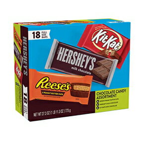 HERSHEY'S、キットカットとリースのアソートミルクチョコレート、ハロウィンキャンディーバラエティボックス、27.3オンス (18個) HERSHEY'S, KIT KAT and REESE'S Assorted Milk Chocolate, Halloween Candy Variety Box, 27.3 oz (18 Count)