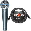 Shure Beta 58A X[p[J[fBICh {[J }CN & Pig Hog ubN & zCg E[u }CN P[uA20 tB[g XLR - oh Shure Beta 58A Supercardioid Vocal Microphone & Pig Hog Black & White Woven Mic C