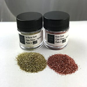 OWA[ P[L Ob^[A12 OAč (24 Jbg S[h & [Y S[h (2 pbN)) Luxury Cake Glitter, 12 grams, USA Made (24 Karat Gold & Rose Gold (2 pack))