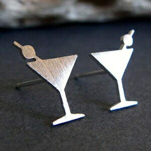 _[eB }eB[j KX X^bh sAX ubVh X^[O Vo[ nhCh č Dirty Martini Glass Stud Earrings Brushed Sterling Silver Handmade in USA