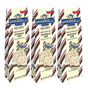 Ghirardelli Squares ペパーミントバーク ダークチョコレート付き 4.45オンス スタンドアップバッグ、3個パック Ghirardelli Squares Peppermint Bark with Dark Chocolate 4.45 Oz Stand-Up Bag, Pack of 3