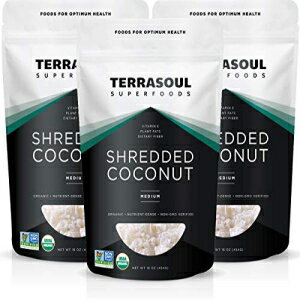 Terrasoul Superfoods オーガニック ココナッツ フレーク 3 ポンド (3 パック) - ミディアム フレーク ベーキングに最適 ココナッツミルク作り Terrasoul Superfoods Organic Coconut Flakes, 3 Lbs (3 Pack) - Medium Flakes Pe