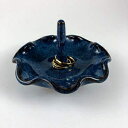 u[t[ebhWG[Oz_[ - 蓩 Blue Fluted Jewelry Ring Holder - Handmade Pottery