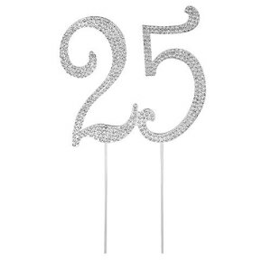 OULII 誕生日番号ケーキトッパー 記念日クリスタルラインストーン装飾カップケーキトッパー 25歳の誕生日パーティー用品 (25) OULII Birthday Number Cake Topper Anniversary Crystal Rhinestones Decorative Cupcake Topper for 25th Birthday Party