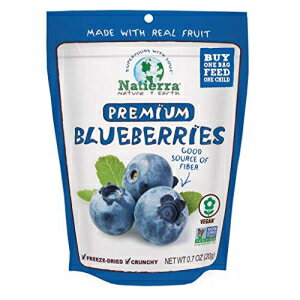 NATIERRA プレミアム フリーズドライ ブルーベリー | 非遺伝子組み換え＆ビーガン | 0.7オンス(8個パック) NATIERRA Premium Freeze-Dried Blueberries | Non-GMO & Vegan | 0.7 Ounce (Pack of 8)