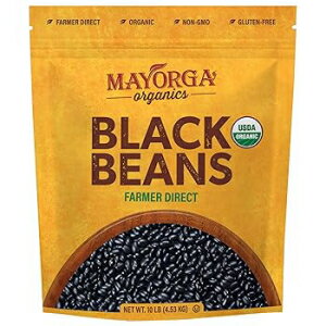オーガニックドライブラックビーンズbyMayorga、USDAオーガニック認定、グルテンフリー、非GMO認証、直接取引、コーシャ、フリホーレス・ネグロス、10ポンドの再密封可能な袋 Organic Dry Black Beans by Mayorga, USDA Organic Certified, Gluten-Free, Non-G