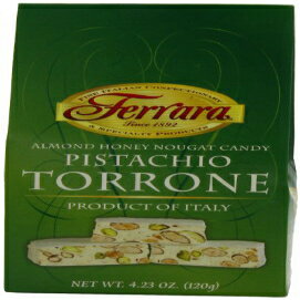 フェラーラ アーモンド ハニー ヌガー ピスタチオ トーローネ ミニチュア添え Ferrara Almond Honey Nougat with Pistachios Torrone Miniatures