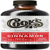 Cook's, ピュアシナモンエキス、セイロン樹皮由来のオールナチュラルプレミアムシナモンオイル、4オンス Cook's, Pure Cinnamon Extract, All Natural Premium Cinnamon Oil from Ceylon Bark, 4 oz