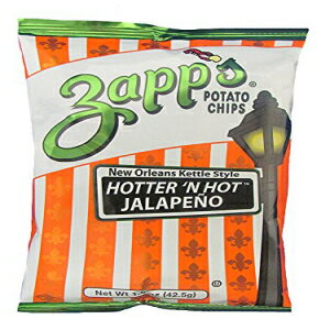 Zapp's ニューオーリンズ ケトルスタイル ポテトチップス、ホッター アンド ホット ハラペーニョ – スパイシーなキックが効いたカリカリのチップス、ランチや外出先でのおやつに最適、1.5 オンス バッグ(30枚入) Zapp’s New Orleans Kettle-Style Potato