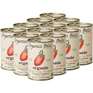 オルガニコベロ | オーガニック サン マルツァーノ チョップト トマト | 14.28オンス (12個パック) | 非遺伝子組み換え | 砂糖無添加 | BPAフリー Organico Bello | Organic San Marzano Chopped Tomatoes | 14.28oz (Pack of 12)