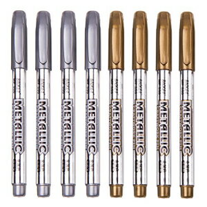 Looneng ^bN }[J[ yAS[h & Vo[ ^bN p[}lg }[J[ DIY XNbvubLOANtgAA[eBXg CXgpAo[ 8 {Zbg Looneng Metallic Marker Pens, Gold & Silver Metallic Permanent