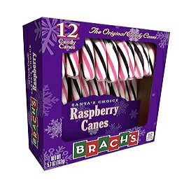フェラーラ (1) ボックス Brach のラズベリー味キャンディーケーン - 1 箱あたり個別に包装されたホリデー キャンディー 12 個 - 正味重量 5.7オンス Ferrara (1) Box Brach's Raspberry Flavor Candy Canes - 12pc Individually Wrapped Hol