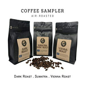 楽天Glomarketダーク ロースト コーヒー サンプラー: スマトラ ダーク ロースト、ウィーン ロースト、ダーク ロースト ブレンド （6 オンス / 各豆袋） - グッド アズ ゴールド コーヒー ロースター （エアー ロースト） Dark Roast Coffee Sampler: Sumatra