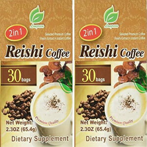 ǥҡ 2 in 1 - ץߥॳҡ - ǥȥ󥹥ȥҡ - 1 Ȣ 30  (2 ĥѥå) Reishi Coffee 2 in 1 - Selected Premium Coffee - Reishi Extract and Instant Coffee - 30 Bags Per Box (Pack of
