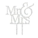 楽天Glomarketアクリル Mr & Mrs ケーキトッパー、モノグラム ウェディング ブライダル シャワー 記念日 デコレーション ギフト 記念品、ブリンブリンメタル、シルバー （シルバー Mr & Mrs 3） Acrylic Mr & Mrs Cake Topper, Monogram Wedding Bridal Sho