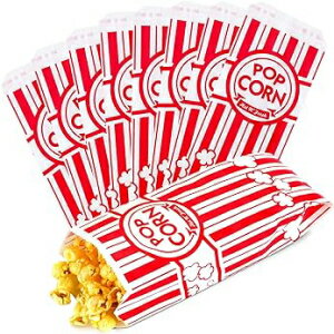 楽天Glomarket[250パック] ポップコーンバッグ 2オンス - 使い捨て紙ポップコーン容器、赤と白のストライプの漏れ防止平底、映画の夜のスナック、売店、誕生日パーティー、サーカスカーニバルの装飾用 [250 Pack] Popcorn Bags 2 oz - Disposable Paper Popcorn Contai
