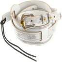 Gretsch ツールド レザー ヴィンテージ スタイル ギター ストラップ、ホワイト Gretsch Tooled Leather Vintage Style Guitar Strap,White