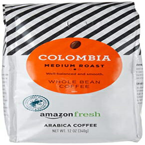 AmazonFresh コロンビア全粒コーヒー、ミディアムロースト、12オンス AmazonFresh Colombia Whole Bean Coffee, Medium Roast, 12 Ounce