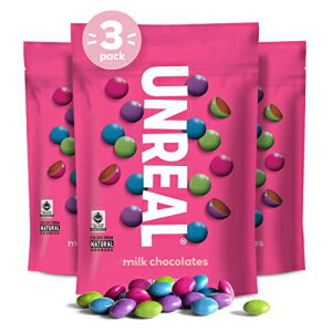UNREALミルクチョコレートジェム| 自然からの色、rBSTフリー、人工物なし| 3袋 UNREAL Milk Chocolate Gems | Colors from Nature, rBST free, Nothing Artificial | 3 Bags