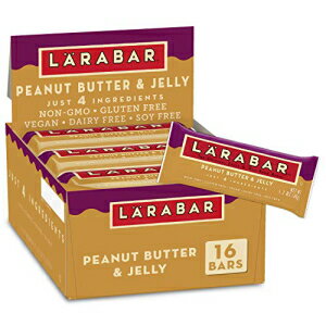 Larabar ピーナッツバター＆ゼリー、グルテンフリービーガンフルーツ＆ナッツバー、1.7オンスバー、16個入り Larabar Peanut Butter an..