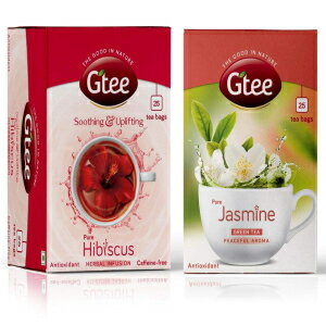 GTEE 緑茶ティーバッグ - ジャスミン & ハイビスカス ティーバッグ (25 ティーバッグ X 2 パック) GTEE Green Tea Bags-Jasmine & Hibiscus Tea Bags (25 Tea bags X 2PACKS)