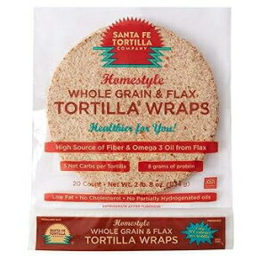 サンタフェ トルティーヤ カンパニー ホーム スタイル 全粒粉ラップ 亜麻仁 20ct Santa Fe Tortilla Company Home Style Whole Grain Wraps with Flaxseed 20ct