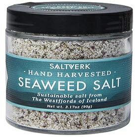 Saltverk 海藻海塩 3.17 オンスの手作りグルメ塩フレーク Saltverk Seaweed Sea Salt, 3.17 Ounces of Handcrafted Gourmet Salt Flakes