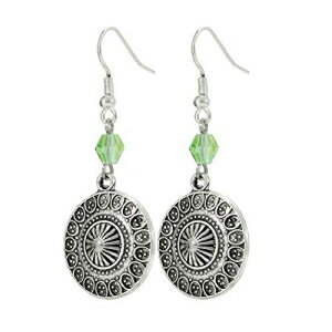 RzɐWvV[Vo[g[COAO[gCoy_gAtBbVtbN_OfB[XCOZbg Alternative Apothecary Boho Gypsy Silver Tone Earrings, Green Tribal Pendant, Handmade Fishhook Dangle