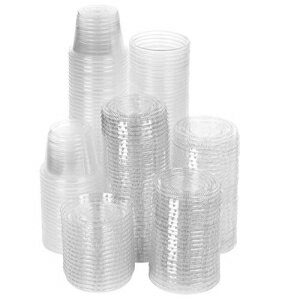 TashiBox 1オンス使い捨てポーションカップ、蓋付き、200個セット-ゼリーショットカップ、スフレカップ、サンプリングカップ、ソースカップ TashiBox 1 oz Disposable Portion Cups with Lids, Set of 200 - Jello Shot Cups, Souffle Cups, Sampling