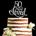 Ob^[Vo[AN 50 NĂP[Lgbp[A50 ΂̒aLOp[eB[fR[V (50AVo[) Glitter Silver Acrylic 50 Years Loved Cake Topper, 50th Birthday Anniversary Party Decorations (50, Silver)