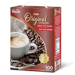 Café Mazel インスタントコーヒー - オリジナル、インスタントコーヒーミックス、3 in 1 インスタントコーヒー、100 スティック Café Mazel Instant Coffee - Original, Instant Coffee Mix, 3 in 1 Instant Coffee, 100 Sticks