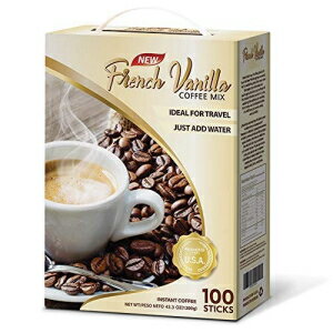 カフェマゼル インスタントコーヒー - フレンチバニラ、インスタントコーヒーミックス、3 in 1 インスタントコーヒー、100 スティック Café Mazel Instant Coffee - French Vanilla, Instant Coffee Mix, 3 in 1 Instant Coffee, 100 Sticks