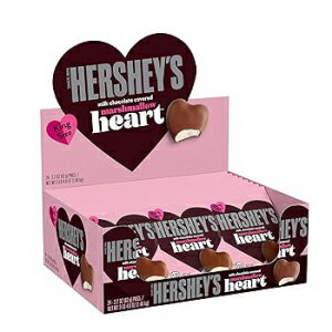 HERSHEY'S ミルクチョコレートで覆われたマシュマロ キングサイズ ハート キャンディ、バレンタインデー、2.2 オンス (24 個パック) HERSHEY'S Milk Chocolate covered Marshmallow King Size Heart Candy, Valentine's Day, 2.2 oz (Pack of
