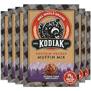 Double Dark Chocolate - 6 pck, Kodiak Cakes Power Bake Muffin Mix, Double Dark Chocolate, 14 Ounce (Pack of 6)