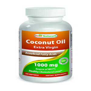 ベストナチュラルズエクストラバージンココナッツオイル1000mgソフトジェル、180カウント Best Naturals Extra Virgin Coconut Oil 1000 mg Softgel, 180 Count