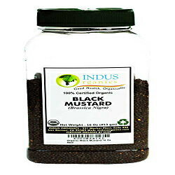インダスオーガニックスブラックマスタードシード、1ポンドジャー、プレミアムグレード、高純度、詰めたて Indus Organics Black Mustard Seeds, 1 Lb Jar, Premium Grade, High Purity, Freshly Packed