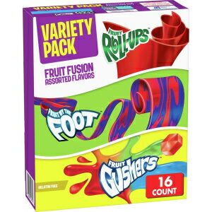 フルーツロールアップ、フルーツバイザフット、ガッシャー、スナックバラエティパック、16個入り Fruit Roll-Ups, Fruit by the Foot, Gushers, Snacks Variety Pack, 16 ct