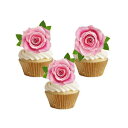 3Dł͂܂ 24 HpJbvP[Lgbp[ sN[Y CXy[p[ P[LfR[V p[eB[fR[V GEORLD Not 3D 24Pcs Edible Cupcake Topper Pink Rose By Rice Paper Cake Decoration Party Decoration