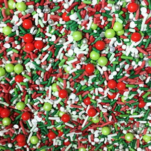 クリスマスっぽくなり始める シルバー レッド グリーン 食用紙吹雪 スプリンクル ケーキ クッキー カップケーキ アイスクリーム ドーナツ クイン - 113.4g Sprinkle Deco Beginning to Look like Christmas Silver Red Green Edible Confetti Spri