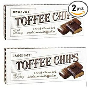 トレーダージョーズ トフィーチップス - ミルクとダークチョコレートのミックス (2 パック) 8 オンス Trader Joes Toffee Chips - Mix of Milk and Dark Chocolate (2 Pack) 8 Oz