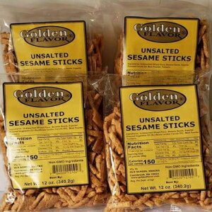 ゴールデンフレーバーセサミスティック - 無塩 - 合計3ポンド - (4) 12オンスバッグ Golden Flavor Sesame Sticks - Unsalted - 3 pounds total - (4) 12 ounce bags