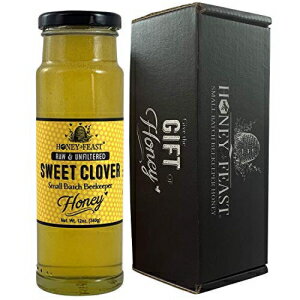 HONEY FEAST XC[gN[o[I | 12IX | h߂ĂȂ | čt_ŗppbNAƂŒ܂B HONEY FEAST Raw Sweet Clover Honey | 12 Ounces | Unfiltered and Pure | Cold packed and hand pour